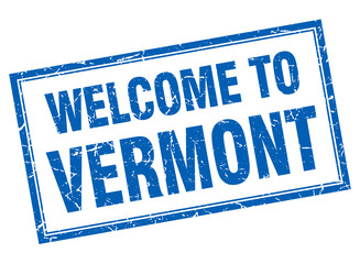 Vermont blue square grunge welcome isolated stamp