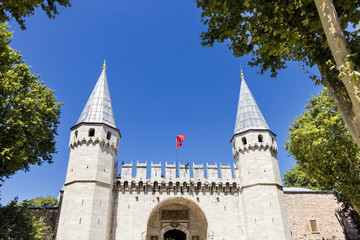 Fototapeta na wymiar Sigths of Istanbul. Topkapi Palace from XV century on the Unesco Heritage List.