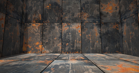 Rusty Metal Room as Background - obrazy, fototapety, plakaty