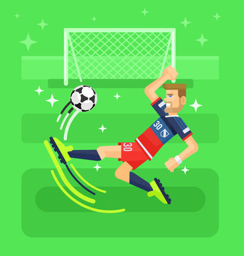 Soccer player. Vector flat illustration