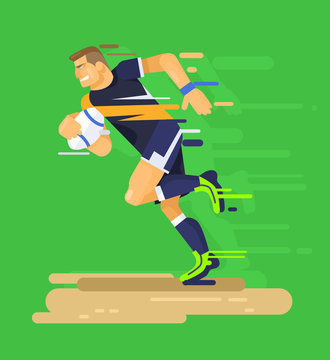 Rugby player. Vector flat illustration