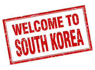 South Korea red square grunge welcome isolated stamp