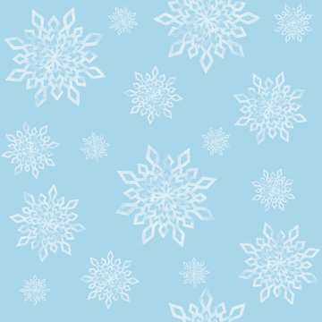 Seamless pattern with watercolor snowflakes.