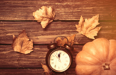 Pumpkin and alarm clock