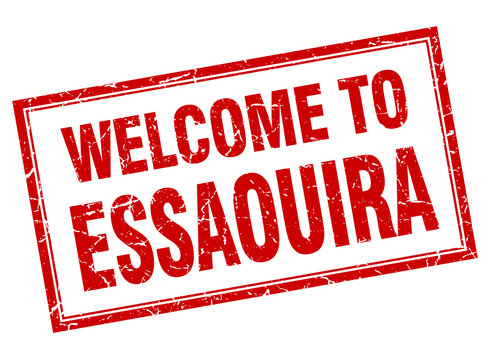 Essaouira red square grunge welcome isolated stamp