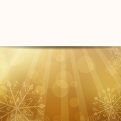 Vector Illustration of a Golden Christmas Background with Snowflakes