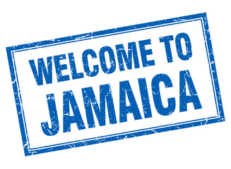 Jamaica blue square grunge welcome isolated stamp