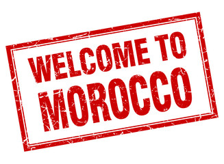 Morocco red square grunge welcome isolated stamp