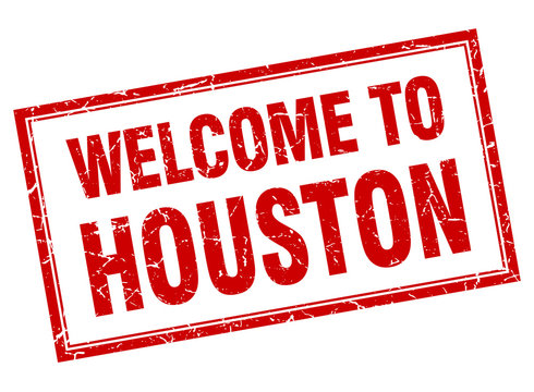 Houston red square grunge welcome isolated stamp