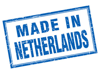 Netherlands blue square grunge made in stamp