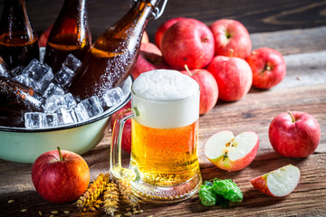 Fresh and cold apple beer