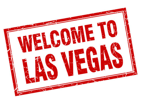 Las Vegas red square grunge welcome isolated stamp