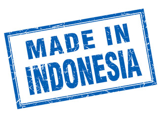 Indonesia blue square grunge made in stamp