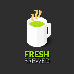 Hot drink in white cup icon