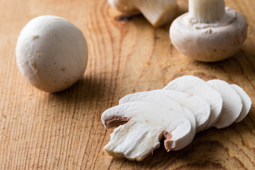 sliced white champignon mushrooms