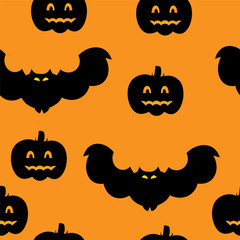 Wallpaper bat pumpkin on orange