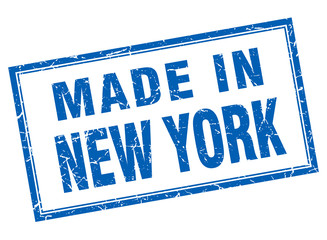 New York blue square grunge made in stamp