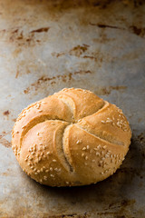 Round sandwich bun with sesame seeds