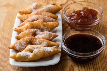 fried dough with jam
