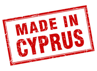 Cyprus red square grunge made in stamp