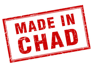 Chad red square grunge made in stamp