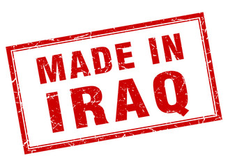 Iraq red square grunge made in stamp