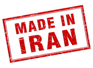 Iran red square grunge made in stamp