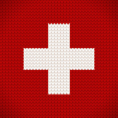 Knitted flag of the Switzerland icon - vector illustration