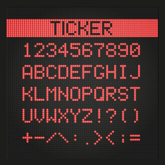 Ticker board digital font