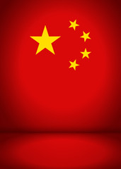 The stage is decorated with flag of China - vector background