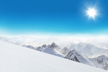 Ski slope in the mountains