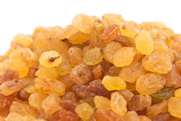 Dry raisins isolated on white