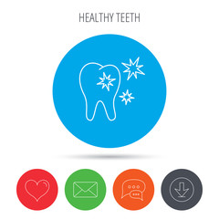Healthy tooth icon. Dental protection sign.