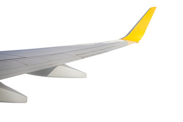 Fototapeta na wymiar Airplane wing travel concept isolated on white