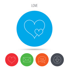 Love hearts icon. Lovers sign.