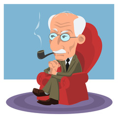 Caricature of a famous psychiatrist, psychologist and psychotherapist - Carl Jung