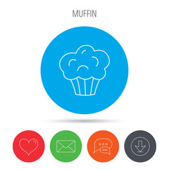 Muffin icon. Cupcake dessert sign.