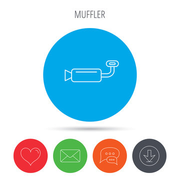 Muffer icon. Car fuel pipe or exhaust sign.