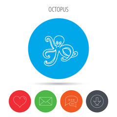 Octopus icon. Ocean devilfish sign.