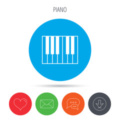 Piano icon. Royal musical instrument sign.