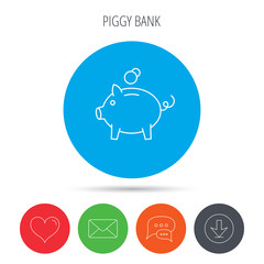 Piggy bank icon. Money economy sign.