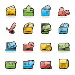 credit card, POS terminal and ATM icons - vector icon set