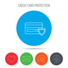 Protection credit card icon. Shopping sign.