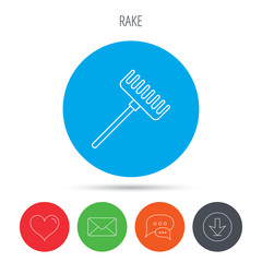 Rake icon. Gardening equipment sign.