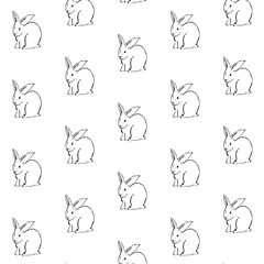 Simple white rabbit a pattern/pattern with the image of a simple white rabbit
