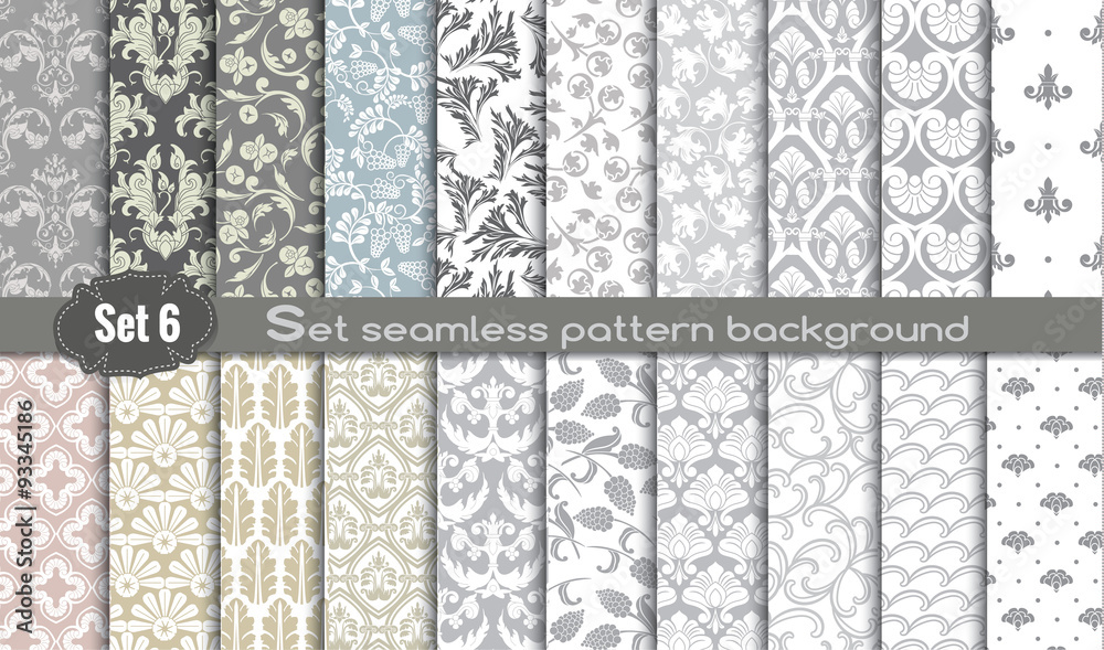 Wall mural vector damask seamless pattern background.pattern swatches included for illustrator user, pattern sw
