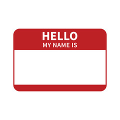 Hello, my name is introduction red flat label - obrazy, fototapety, plakaty