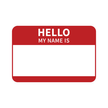 Hello, my name is introduction red flat label
