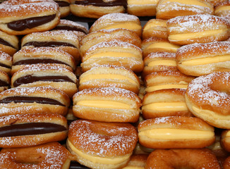 doughnuts with custard and chocolate