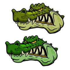 Crocodile character head with bared teeth